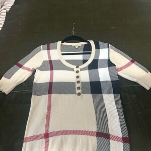 Burberry Black and Cream Checkered Knit Top